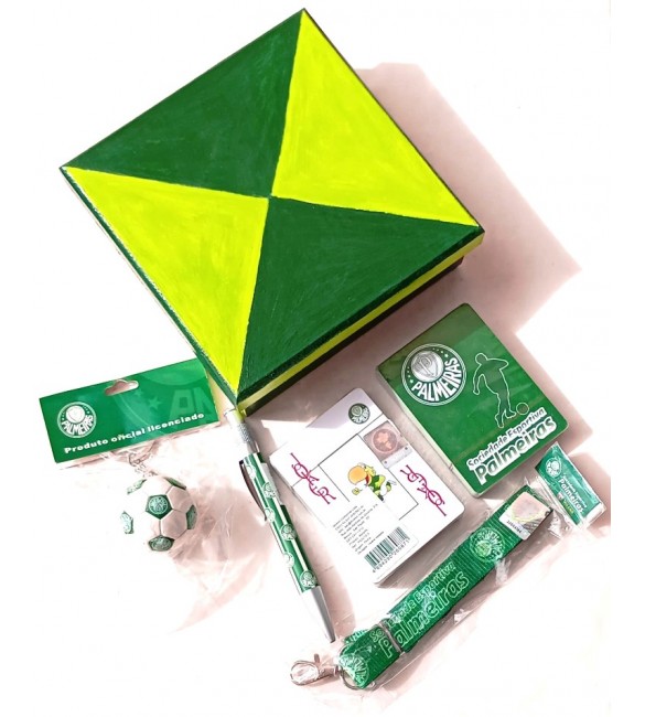 Kit Torcedor palmeiras 01 caixa MDF+02 Baralhos+caneta+chaveiro bola+cordao